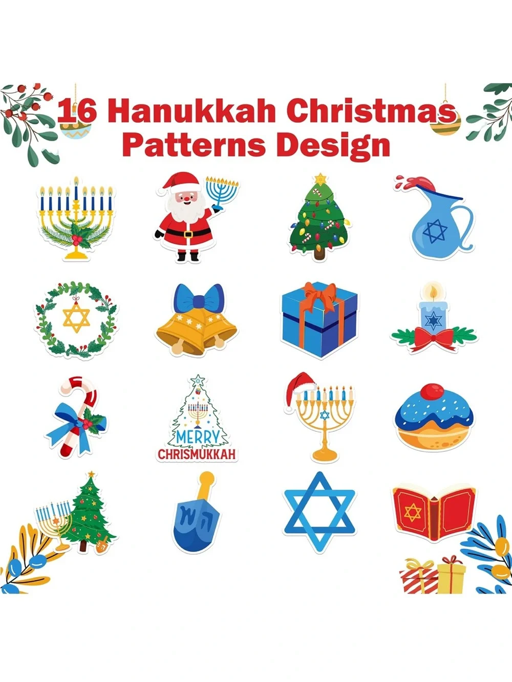 Hanukkah Christmas Stickers 2 Rolls Merry Chrismukka new 500 stickers each roll